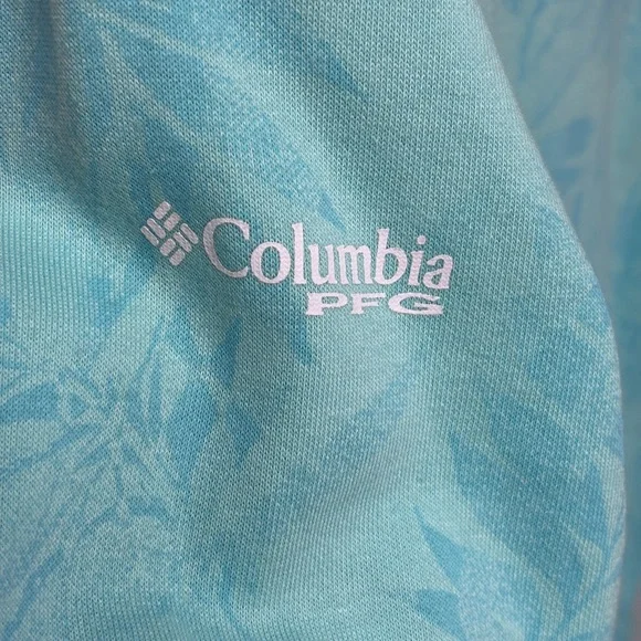 NWT Columbia Women’s S PFG Slack Water French Terry Hoodie in Aqua Foliage - Picture 11 of 12
